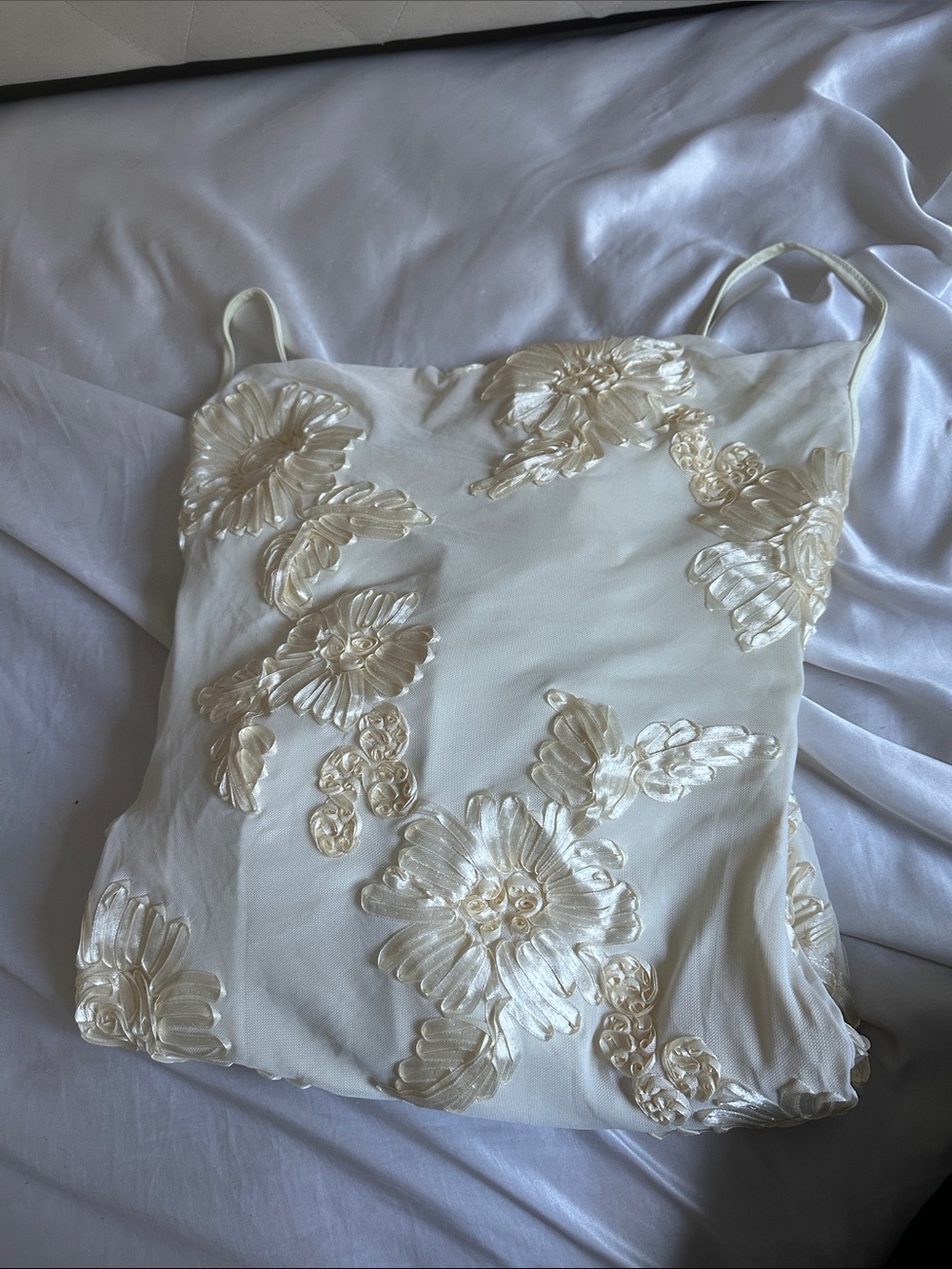 Ivory Floral Appliqué long dress
